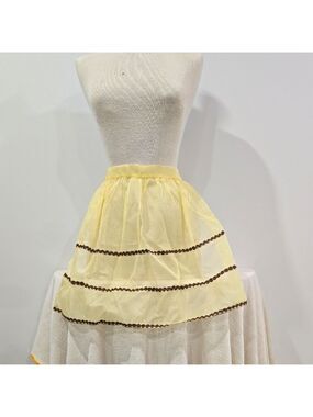 Retro 50's/60's Yellow Gauzey Apron with Brown Accents